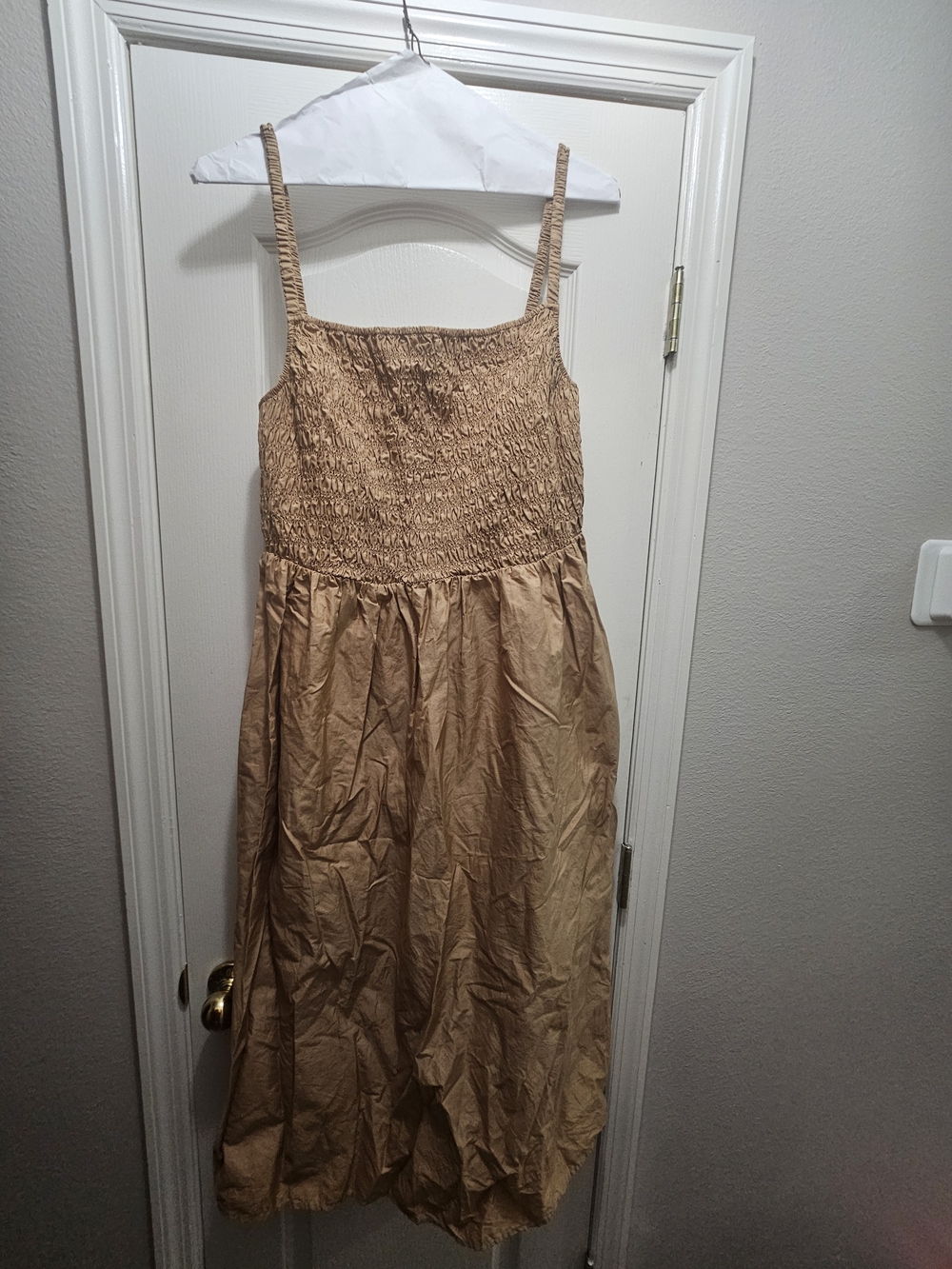 Old Navy Tan Shirred Bodice Maxi Sundress